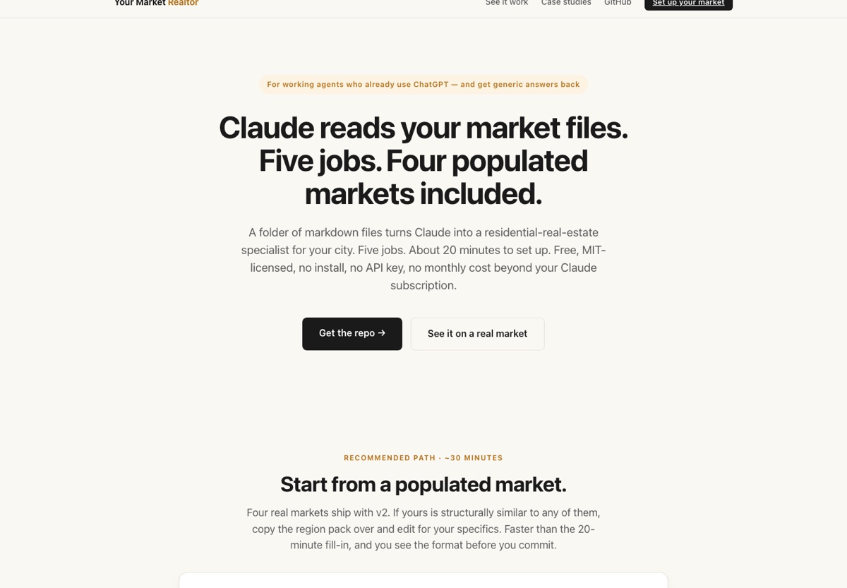 Your Market Realtor landing page.
