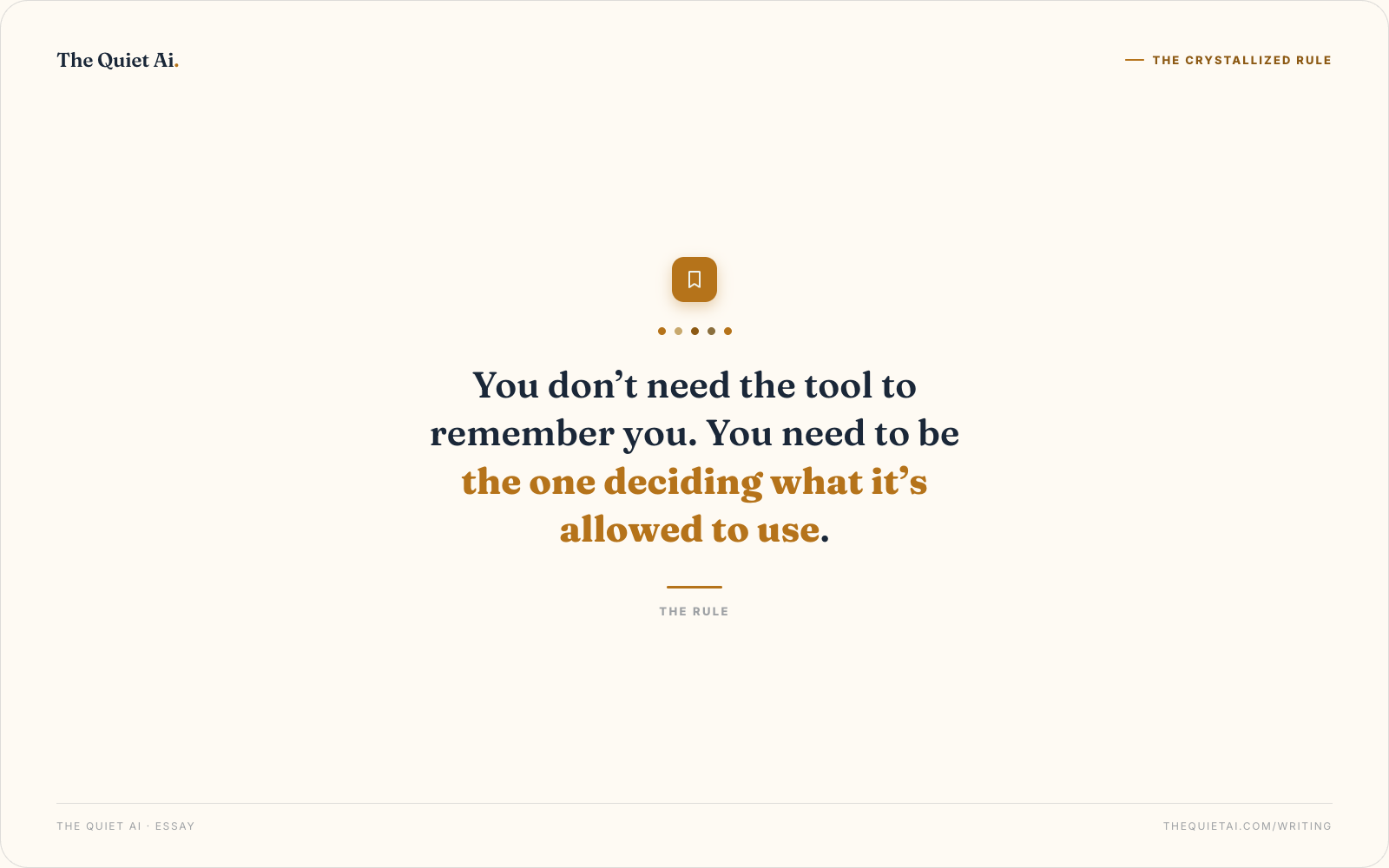 The crystallized rule, set apart from the rest of the piece.